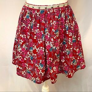 Lily White Red Floral Studded Skirt